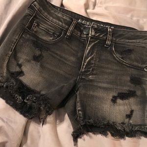 Black midi distressed shorts American eagle